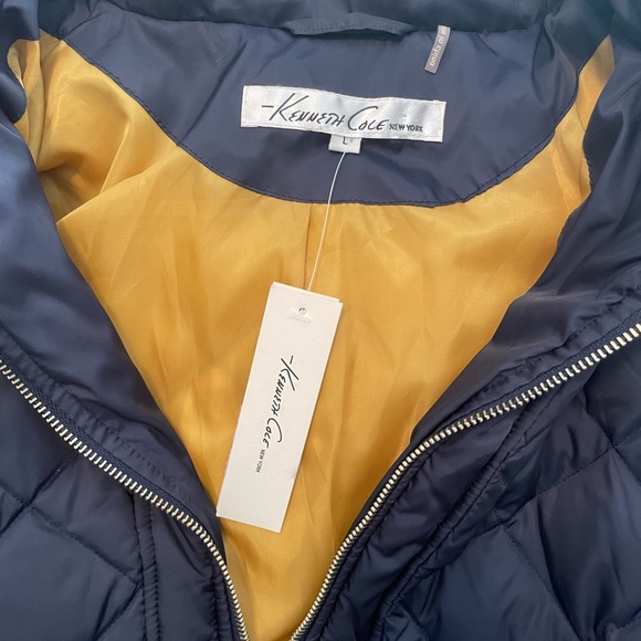 Kenneth Cole Navy Puffer Coat w/ Removable Fur Hood - Picture 2 of 5